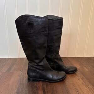 Vintage 90s/Y2K Black Leather Knee High Boots 7.5